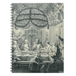 Jüdische Mahlzeit während des Festes der Notizblock