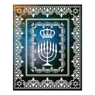 Jüdische Menora-Kronen-Faux-Spitzen-Papierkunst-Ku Fotodruck