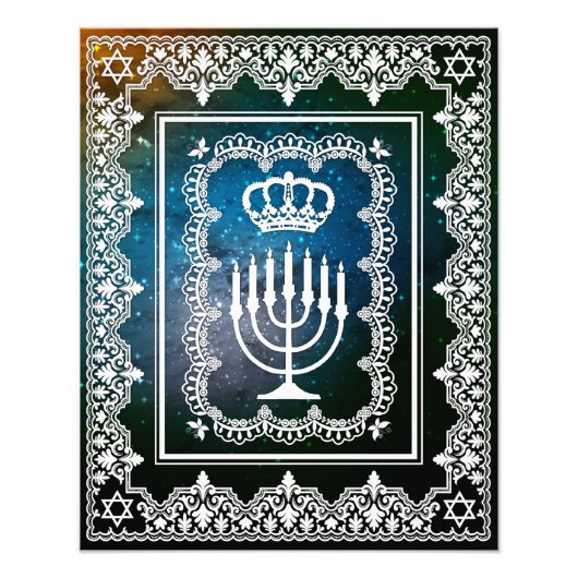 Jüdische Menorah Kronen Imitate Papercut Kunstdruc Fotodruck (Vorne)