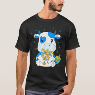 Jüdische Milchkuh Chanukka Dekorationen Menorah Dr T-Shirt
