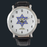 jüdische Star Armbanduhr<br><div class="desc">Jewish ohrts and gift ideas featuring beautiful Jewish Star of David with a wine glass in the center.</div>