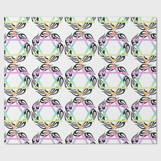 Jüdische Stern-Farben Geschenkpapier (Flach)