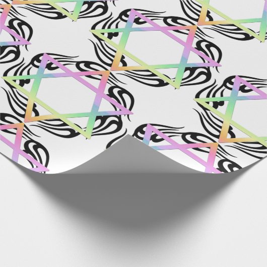 Jüdische Stern-Farben Geschenkpapier (Ecke)
