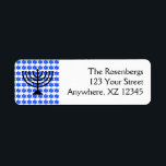 Jüdische Sterne und Menorah<br><div class="desc">Jüdischer Stern menorah Adresse Labels. Hintergrundfarbe und Text können angepasst werden.</div>