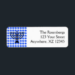 Jüdische Sterne und Menorah<br><div class="desc">Jüdischer Stern menorah Adresse Labels. Hintergrundfarbe und Text können angepasst werden.</div>