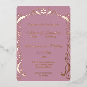 Jüdische Swirl-Rahmen-Hochzeit Folieneinladung