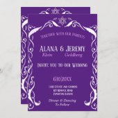 Jüdische Swirl-Rahmenhochzeit Einladung (Vorne/Hinten)