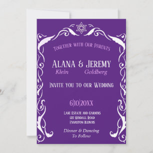 Jüdische Swirl-Rahmenhochzeit Einladung