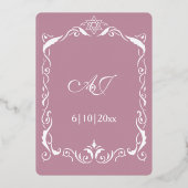 Jüdische Swirl-Rahmenhochzeit Folieneinladung (Rückseite)