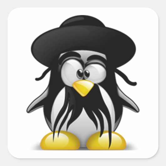 Jüdische Tux (Linux Tux) Quadratischer Aufkleber (Vorderseite)