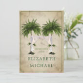 Jüdische Wedding Chuppah Elegante Champagne Palm Einladung (Stehend Vorderseite)