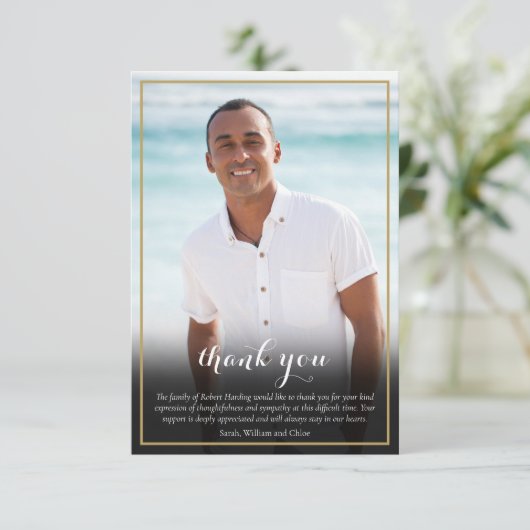 Jüdischer Begräbnisstar Foto Star of David Elegant Dankeskarte (Stehend Vorderseite)