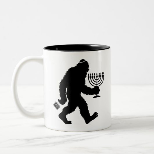 Jüdischer Bigfoot Hanukkah Chanukah Spaß Unglaubli Zweifarbige Tasse (Links)