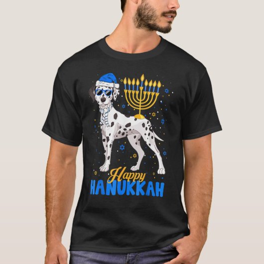 Jüdischer Dalmatiner Dog Menorah Happy Hanukkah Ch T-Shirt (Vorderseite)