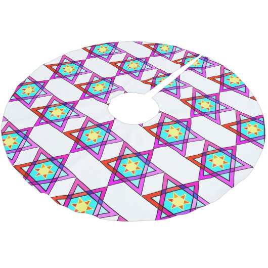 Jüdischer Davidsstern Polyester Weihnachtsbaumdecke (Schrägansicht)