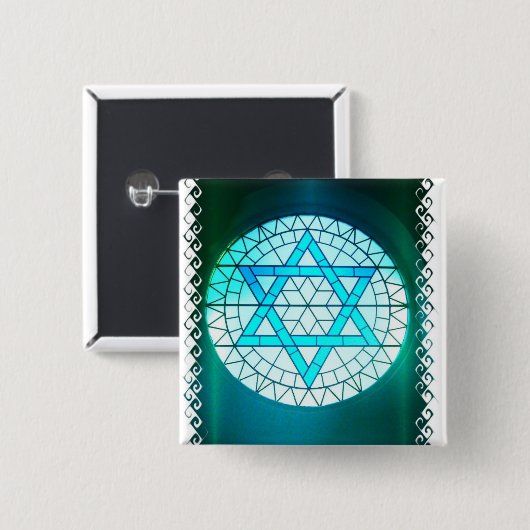 Jüdischer Davidsstern Quadratisches Button (Vorne & Hinten)