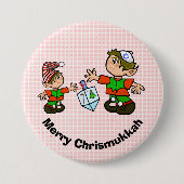 Jüdischer Elf und Dreidel Chrismukkah Button (Vorderseite)