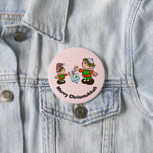 Jüdischer Elf und Dreidel Chrismukkah Button (Beispiel)