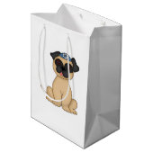 Jüdischer Feiertag-Niedlicher beige Mops mit Mittlere Geschenktüte (Rückseite Schrägansicht)