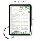 Jüdischer Feiertagskalender 2025 2026 Sage Green 5 Poster