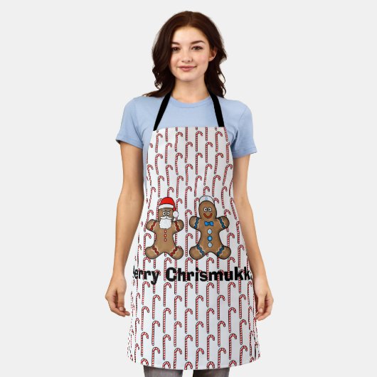 Jüdischer Gingerbrot Mann und Santa Schürze (Getragen)