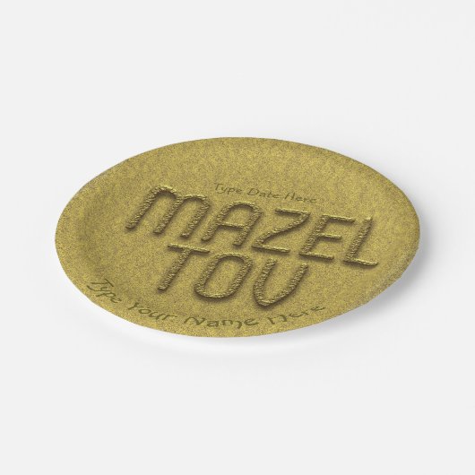 Jüdischer Glitzer Pappteller (Schrägansicht)