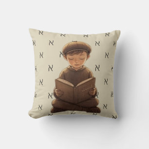 Jüdischer Junge Reading Aleph-Bet Pillow Kissen