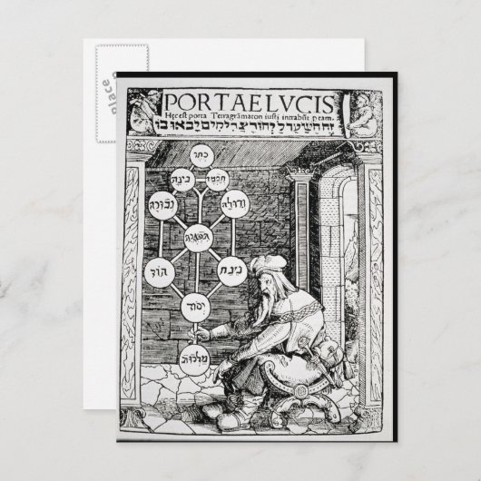 Jüdischer Kabbalist mit Sephiroth Postkarte (Vorne/Hinten)