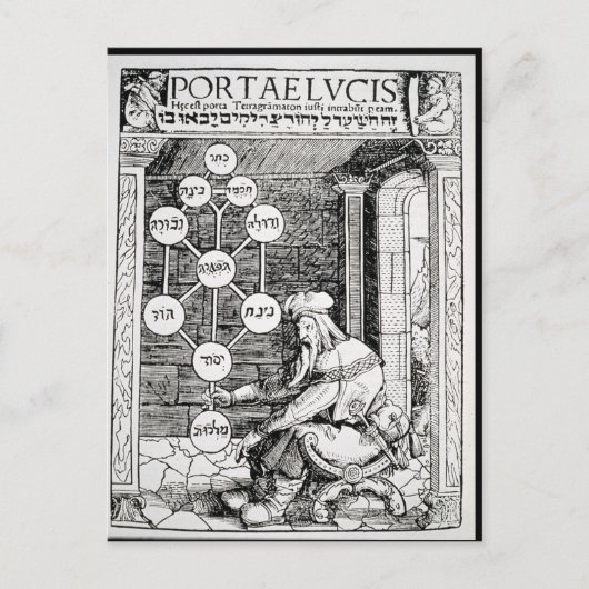 Jüdischer Kabbalist mit Sephiroth Postkarte (Vorderseite)