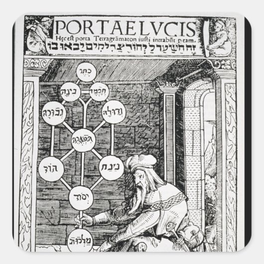 Jüdischer Kabbalist mit Sephiroth Quadratischer Aufkleber (Vorderseite)