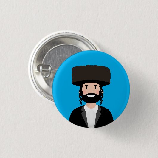 Jüdischer Mann in Shtreimel hassen Button (Vorne & Hinten)