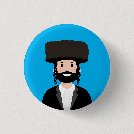 Jüdischer Mann in Shtreimel hassen Button (Vorderseite)