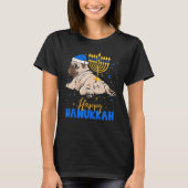 Jüdischer Mops Menorah Happy Hanukka Chanukah Dog T-Shirt (Vorderseite)