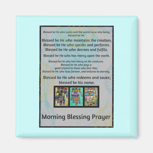 Jüdischer Morgen Segen Gebet Batik Hamsa Magnet (Vorne)