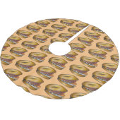 Jüdischer NYC Deli Bagel Capers Lox Creme Chee Polyester Weihnachtsbaumdecke (Schrägansicht)