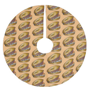 Jüdischer NYC Deli Bagel Capers Lox Creme Chee Polyester Weihnachtsbaumdecke