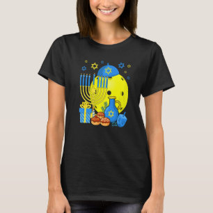 Jüdischer Pickleball-Ball Menorah Frohes Chanukka T-Shirt