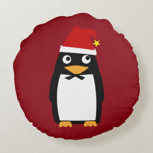 Jüdischer Pinguin Yamulke Weihnachtschanukkas Rundes Kissen