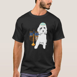 Jüdischer Pudel-Hund-Menora-Hanukkah-Pyjama Chanuk T-Shirt