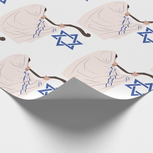 Jüdischer Shofar Geschenkpapier (Ecke)