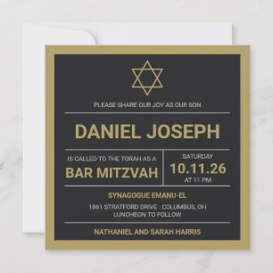 Jüdischer Star gerahmt Bar Mitzvah Einladung