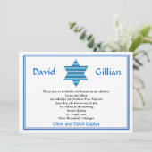 Jüdischer Star von David Twins Bar Mitzvah Einladu Einladung (Stehend Vorderseite)