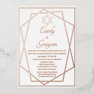 Jüdischer Stern Geometrischer Rahmen Roségoldene H Folieneinladung