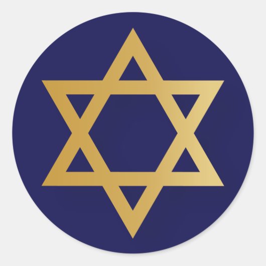 Jüdischer Stern von David Gold und Marineblau Runder Aufkleber (Vorderseite)
