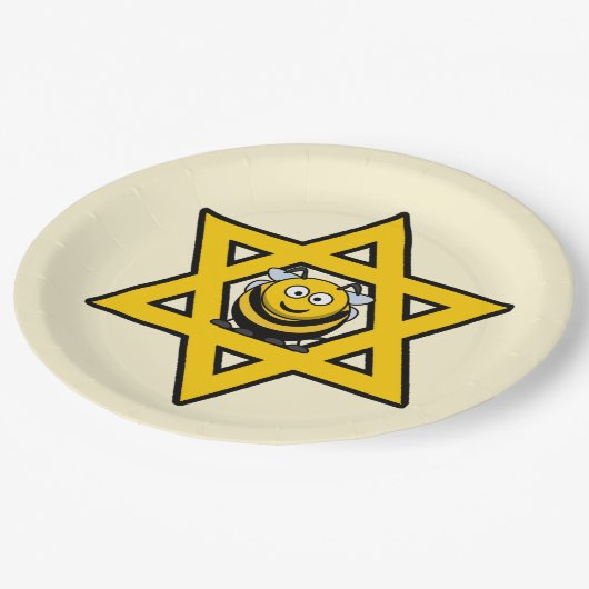 Jüdischer Stern von David mit einer Honey Bee Pappteller (Schrägansicht)