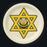 Jüdischer Stern von David mit einer Honey Bee Pappteller<br><div class="desc">Hellgelber Stern von David mit einer Honigbiene. Ideal für Rosh Hashanah oder Chanukah.</div>