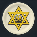 Jüdischer Stern von David mit einer Honey Bee Pappteller<br><div class="desc">Hellgelber Stern von David mit einer Honigbiene. Ideal für Rosh Hashanah oder Chanukah.</div>