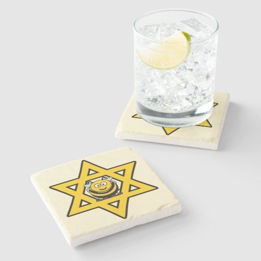 Jüdischer Stern von David mit einer Honey Bee Steinuntersetzer (Seitenansicht)