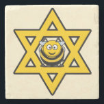 Jüdischer Stern von David mit einer Honey Bee Steinuntersetzer<br><div class="desc">Hellgelber Stern von David mit einer Honigbiene. Ideal für Rosh Hashanah oder Chanukah.</div>