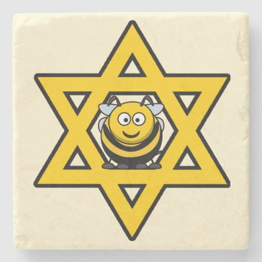 Jüdischer Stern von David mit einer Honey Bee Steinuntersetzer (Vorderseite)